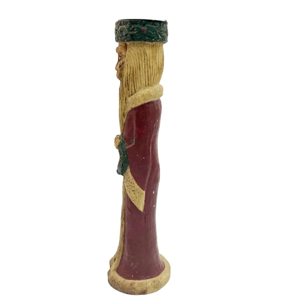 VTG Primitive Father Christmas Santa Candle Holder 9